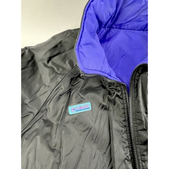 Vtg Columbia Womens Reversible Jacket Coat Purple Black Radial Sleeve 2XL Nylon - Picture 11 of 16